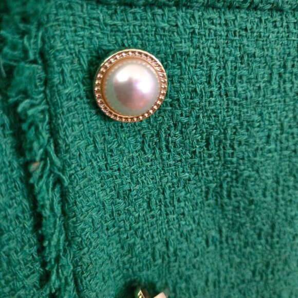 Nanette Lepore Faux Pearl Tweed Sheath Dress Kelly Green Fully Lined Size 12 - Picture 6 of 9